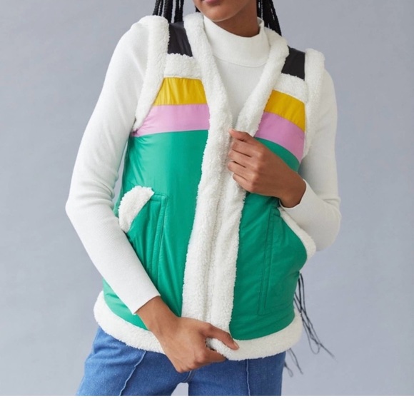 BDG Colorful Sherpa-Lined Vest - Picture 1 of 6